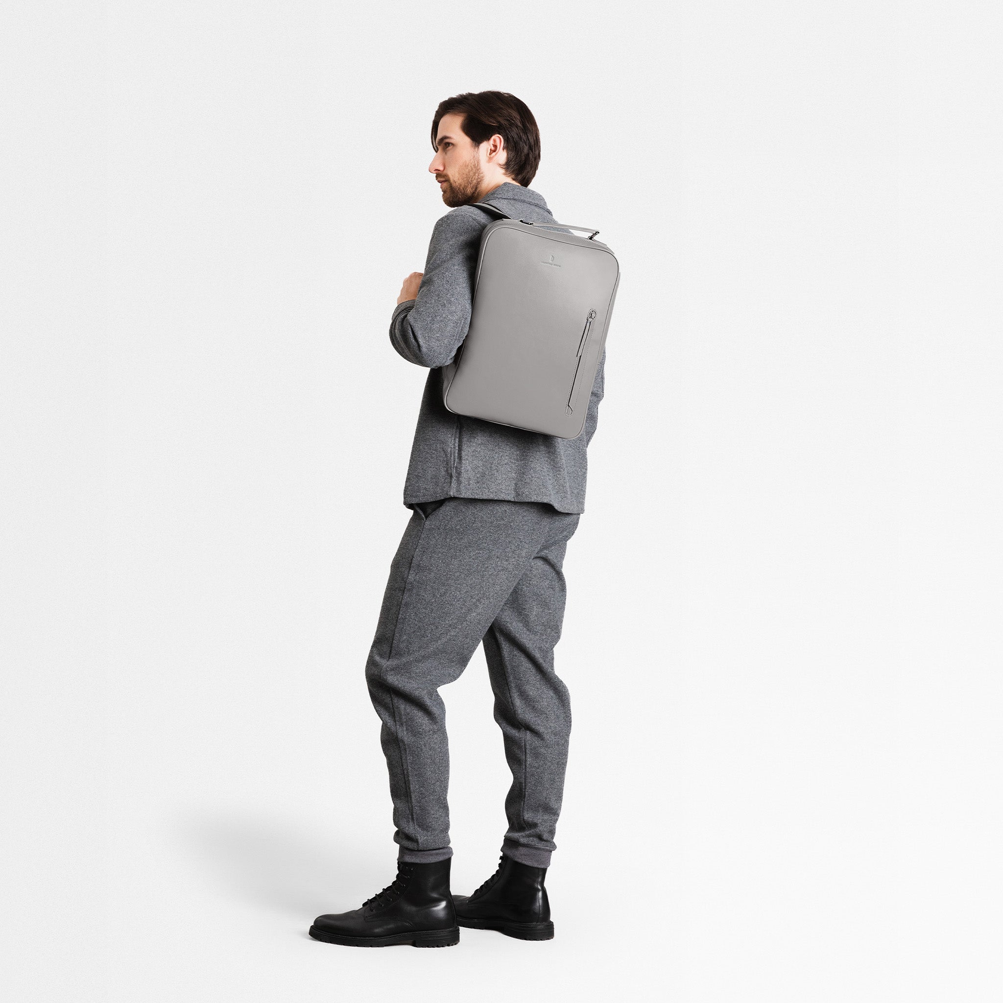 Minimalist Backpack Cactus Leather Light Grey - Lilienthal Berlin
