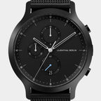 Modern black chronograph watch with subdials, date display, and Lilienthal Berlin logo on dial