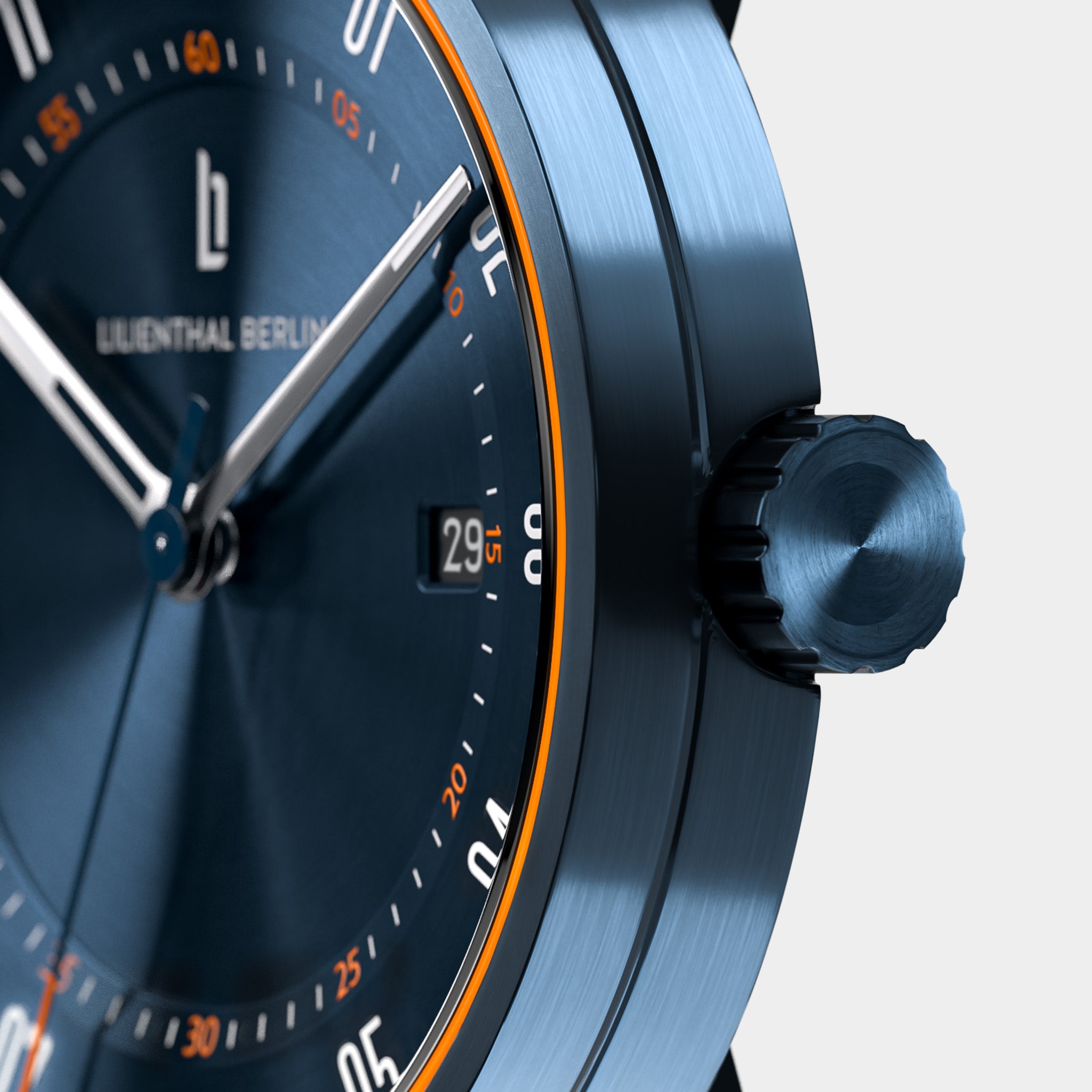 Lilienthal Berlin Orologio Automatico Neolux Blue Orange, Cassa 42,5 Mm In Acciaio 316L, Quadrante Blu, Vetro Zaffiro, Movimento Svizzero