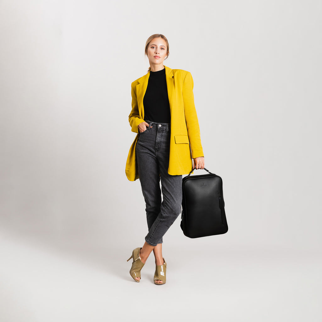 Minimalist Backpack Cactus Leather Black - Lilienthal Berlin