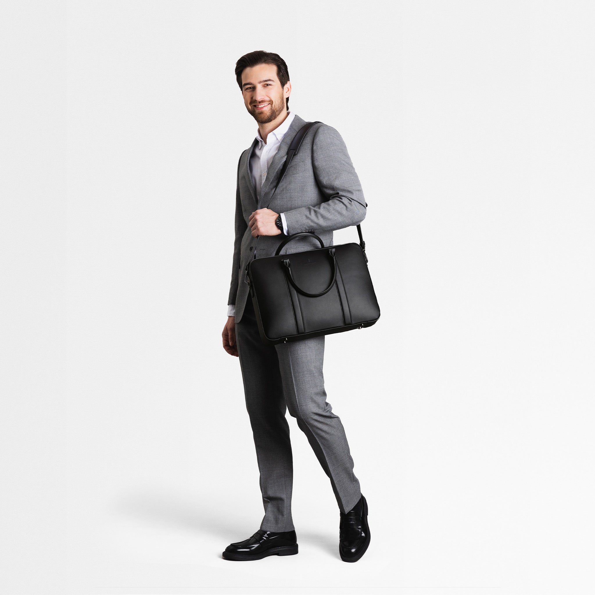 Classic Briefcase Cactus Leather Black - Lilienthal Berlin